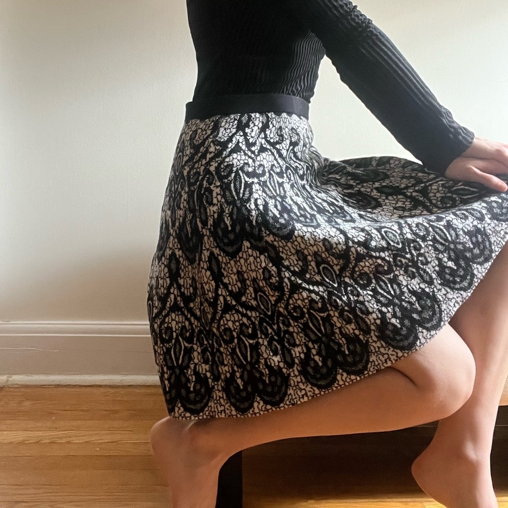 Cynthia Rowley Lace Floral Paisley Pattern A Line Skirt